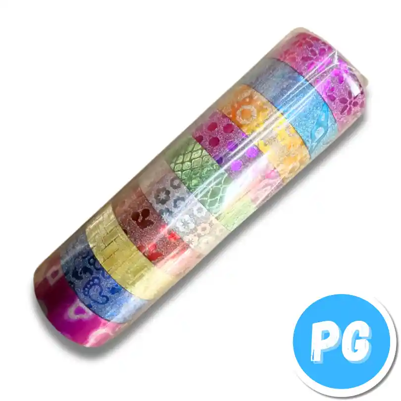 Taco Cinta Escarchada 12mm X10 Rollos Surtidos