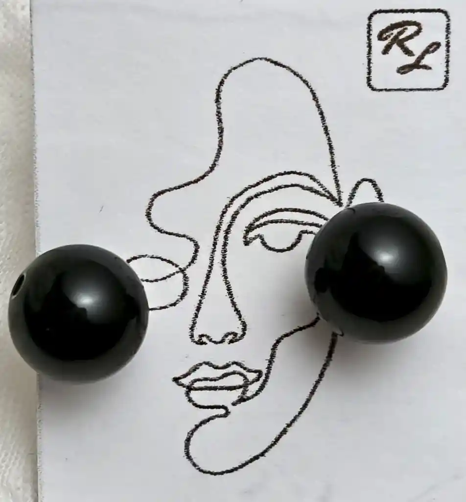 Aretes De Plata Obsidiana (8mm)