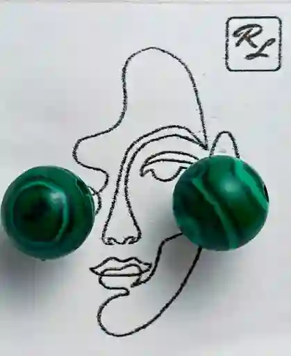 Aretes De Plata Malaquita (8mm)