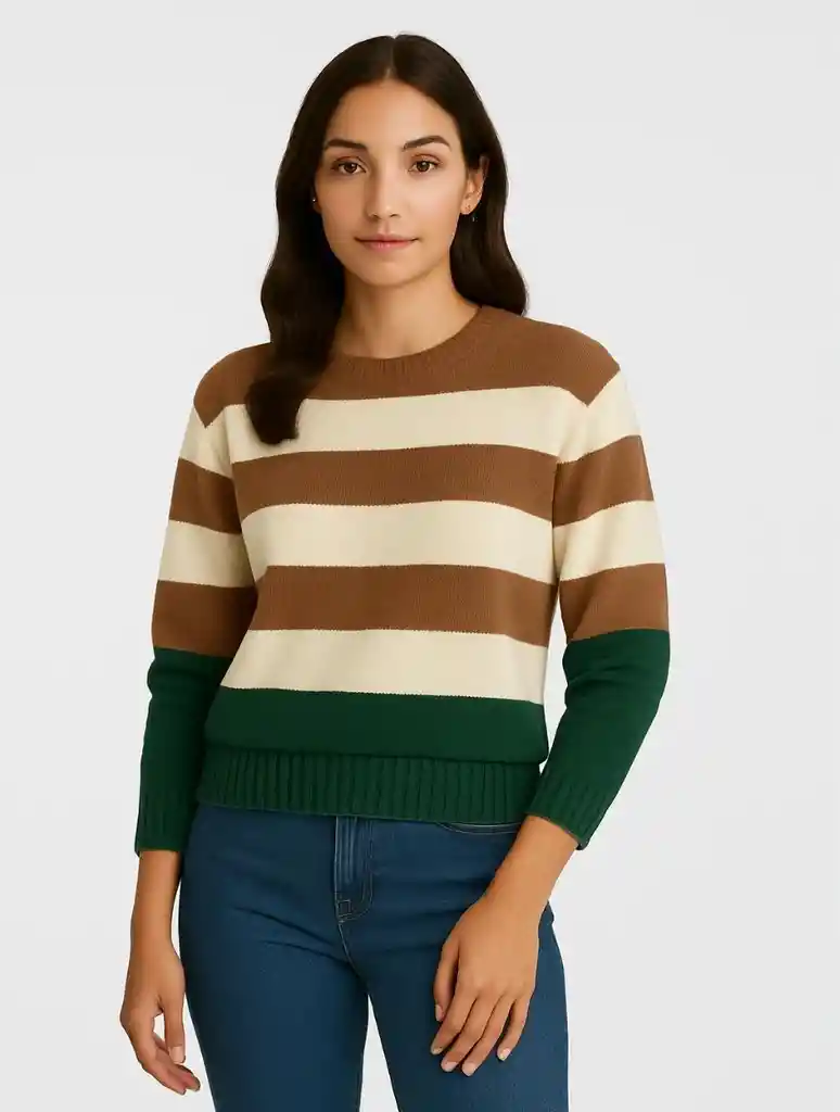 Suéter Para Mujer Cuello Redondo - The Linear Cocoa U