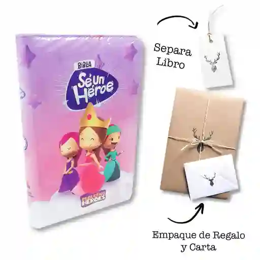 Biblia Sé Un Héroe Niña Tla Rosada Cierre Letra Grande