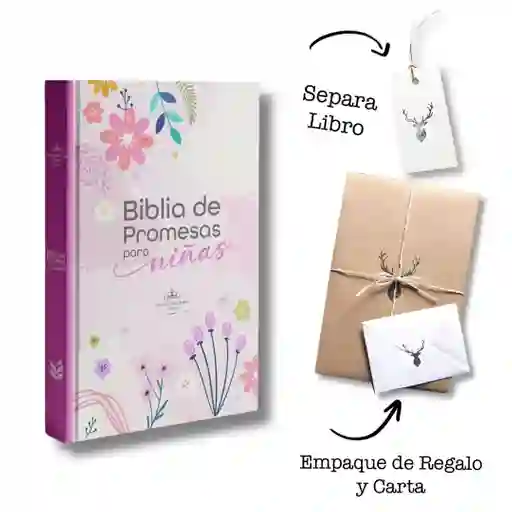 Biblia De Promesas Rvr60 Letra Grande 12pts Para Niñas Tapa Dura