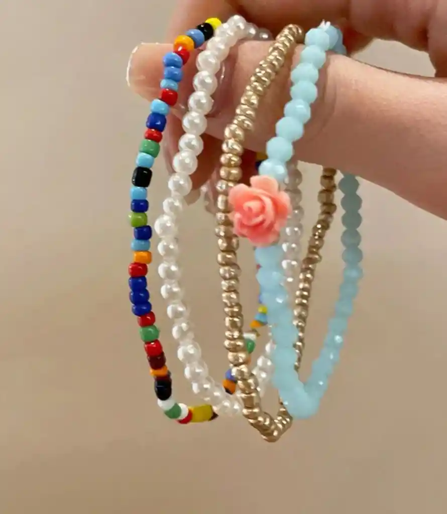 Set De Pulseras Cielo Rosas