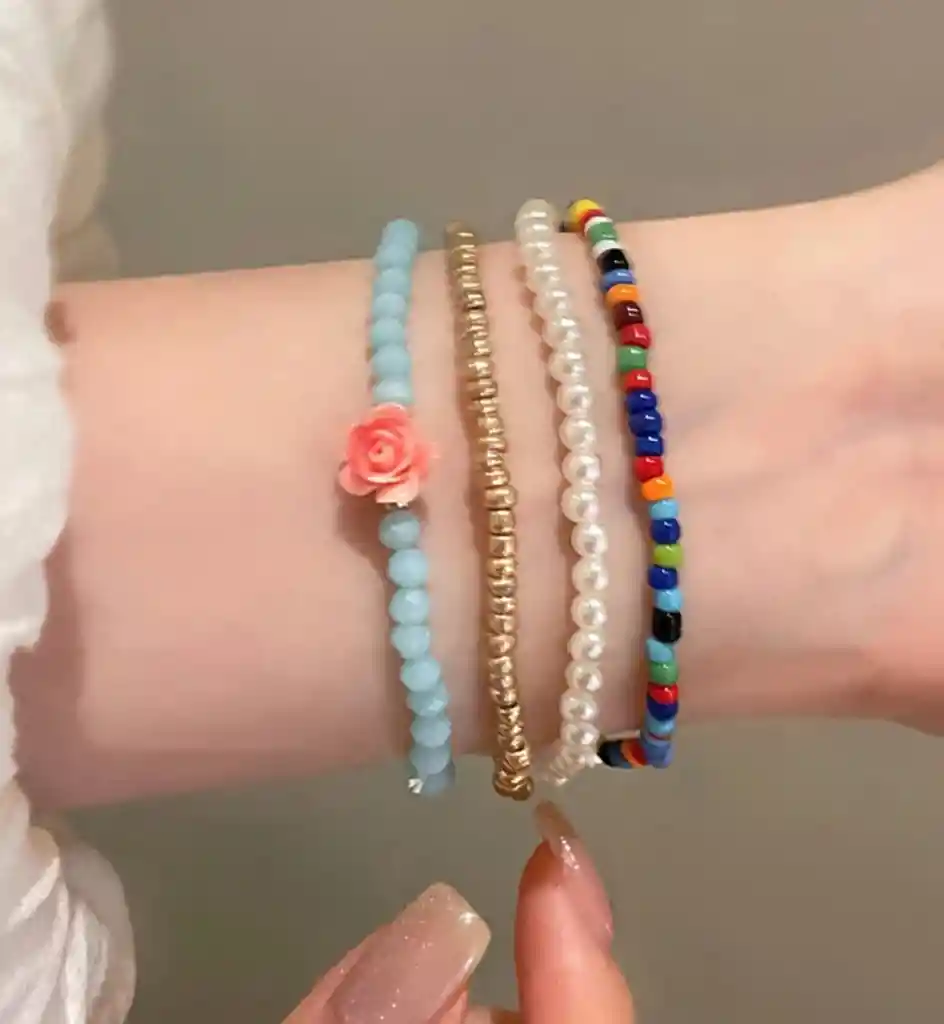 Set De Pulseras Cielo Rosas