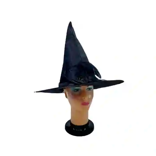 Sombrero Bruja Con Velo Y Flor Negro