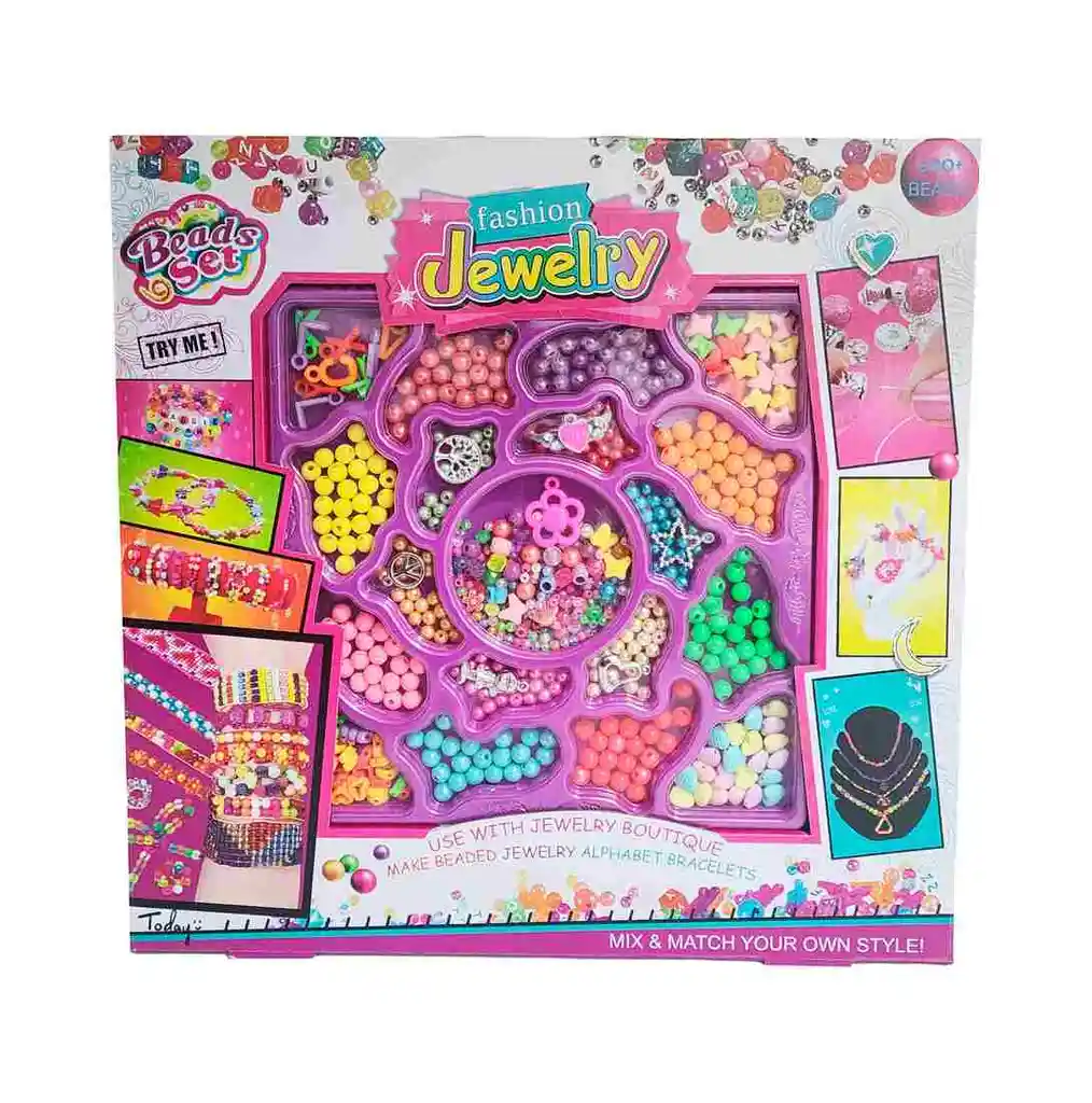 Set Kit Para Hacer Pulseras Collares Anillos Fashion Niñas
