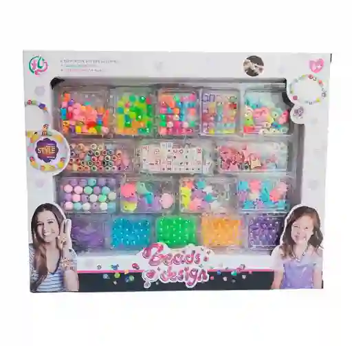 Set Kit Para Hacer Pulseras Collares Anillos Multicolor Niña
