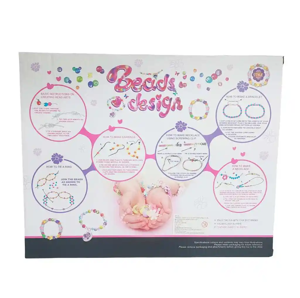 Set Kit Para Hacer Pulseras Collares Anillos Multicolor Niña