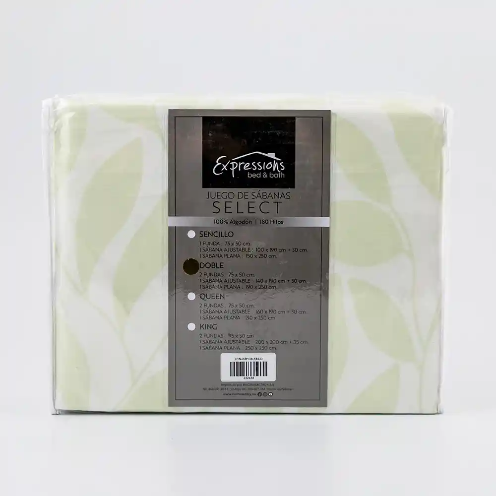 Juego Sabanas Expressions Montana 180h Doble Verde 100% Algodon