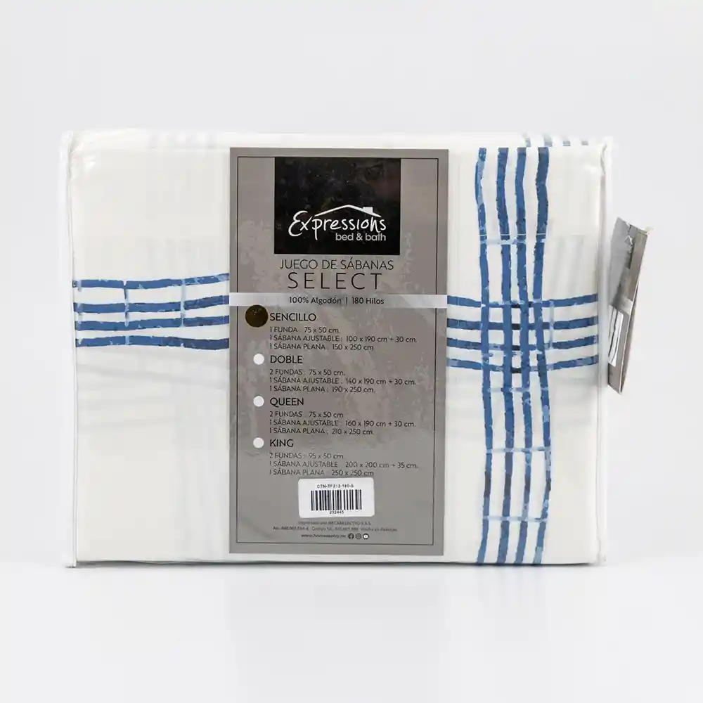 Juego Sabanas Expressions Montana 180h Sencillo Blanco 100% Algodon