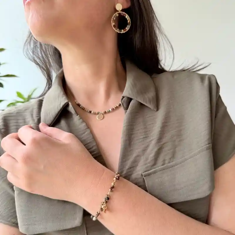 Collar Mix Piedras Agata Multicolor