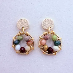 Aretes Pompón Mis Piedras Agata