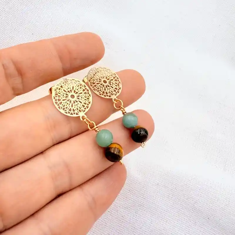 Aretes Mandala Con Piedras