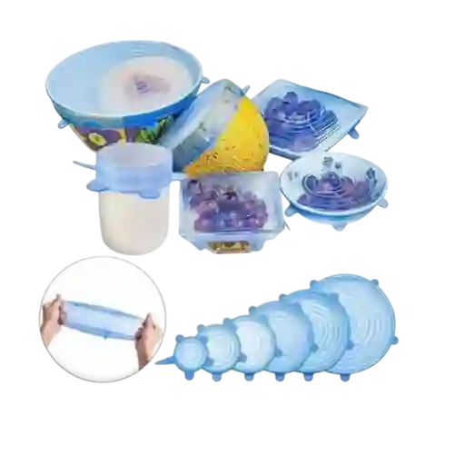 Tapas De Silicona X6 Para Comida O Recipientes