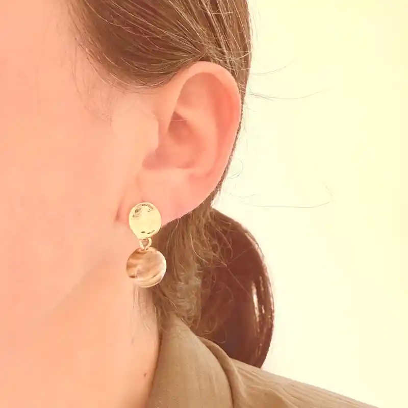 Aretes Dorados Con Cerámica