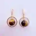 Aretes Dorados Y Piedra Ojo De Tigre
