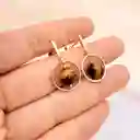 Aretes Dorados Y Piedra Ojo De Tigre
