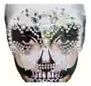 Disfraz Catrina, Diadema Flores + Gemas Rostro Día De Muertos Halloween
