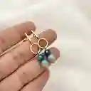 Aretes Verde Agua Con Piedras