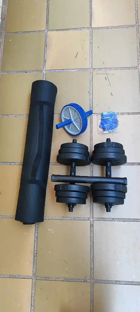 Kit De Entreno En Casa, Colchoneta, Rueda, Pesas 20 Kilos
