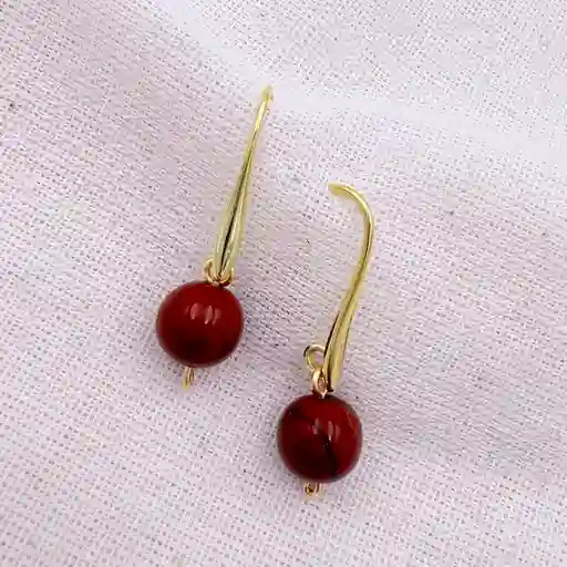 Aretes Gota De Jaspe Rojo