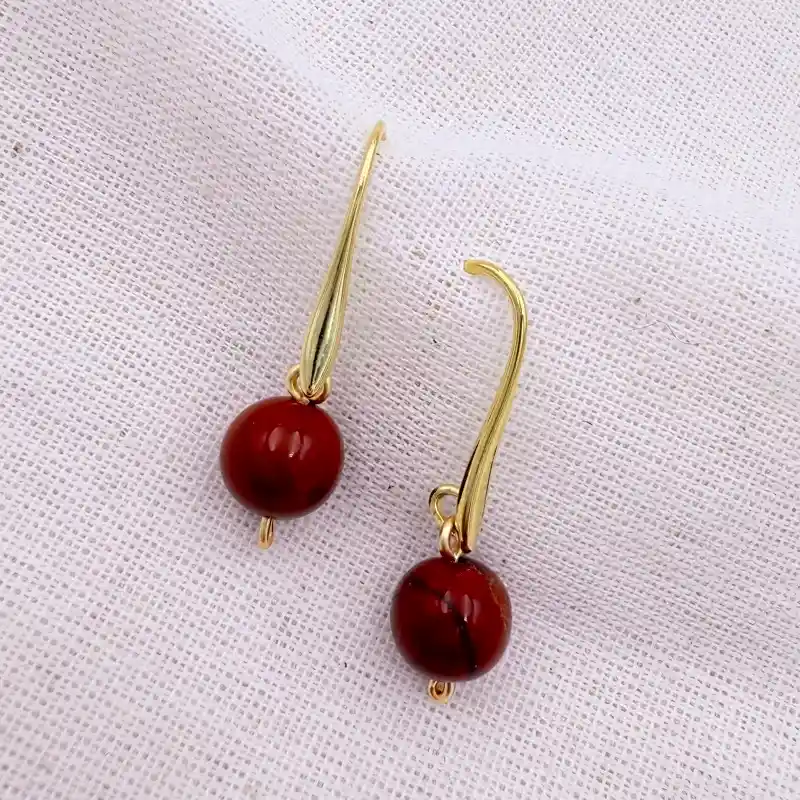 Aretes Gota De Jaspe Rojo