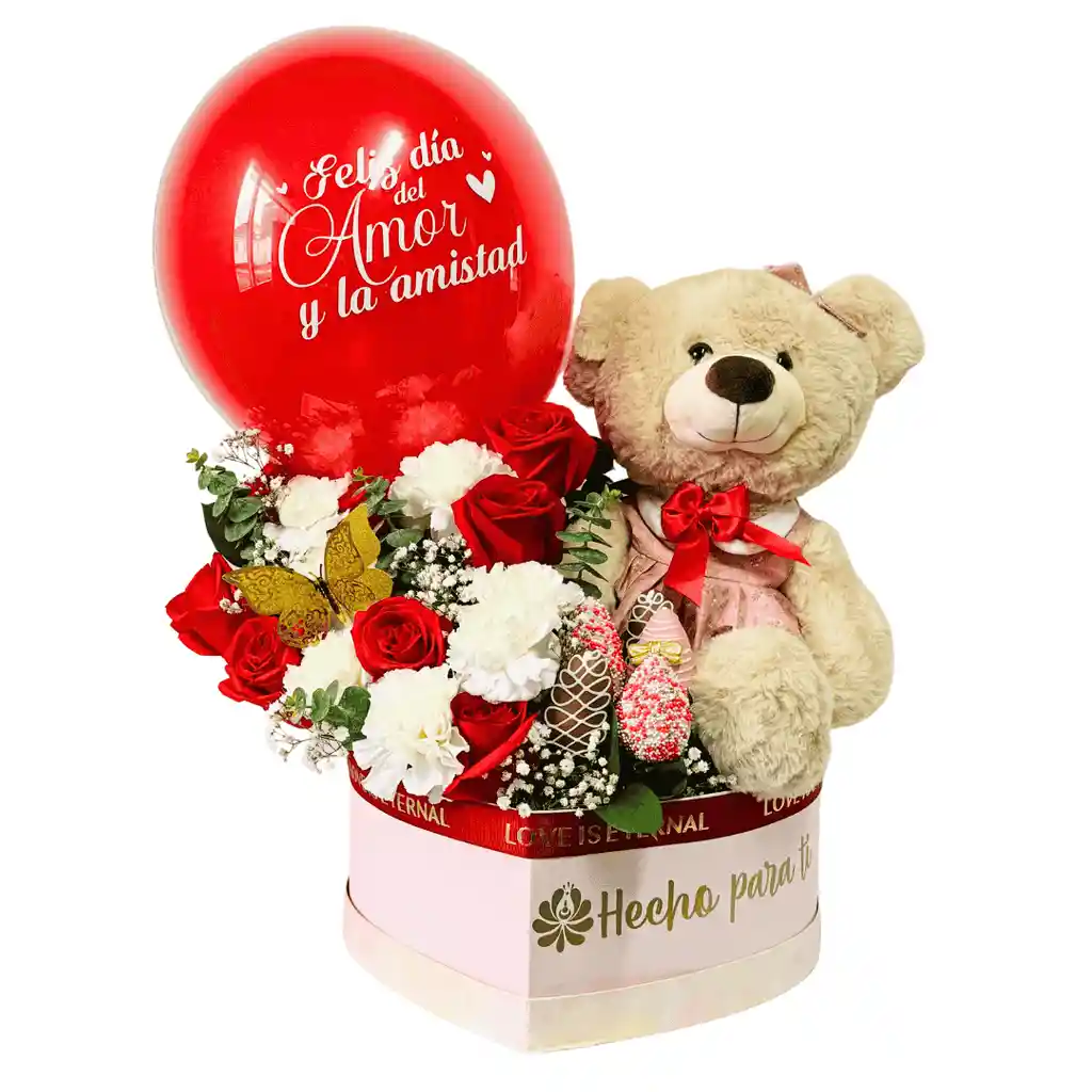 Box Osito Floral Amor Y Amistad