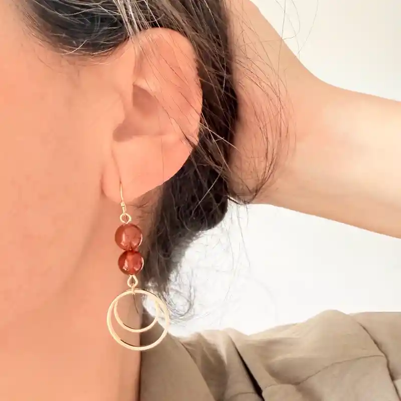 Aretes Largos Con Jaspe Y Cornalina