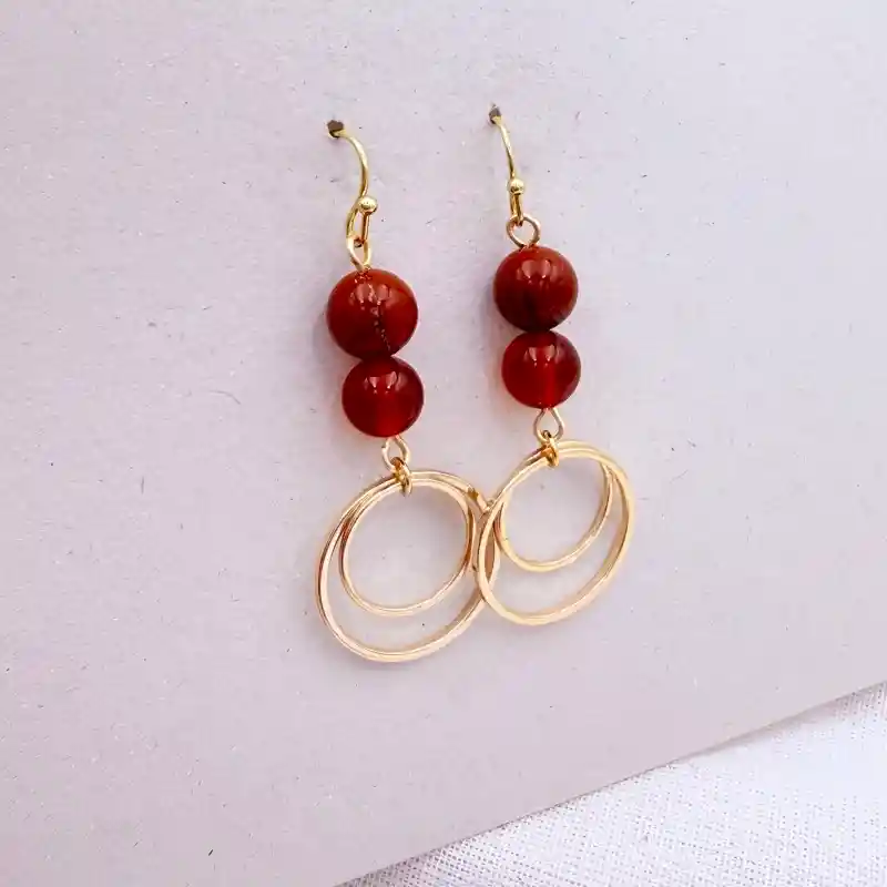 Aretes Largos Con Jaspe Y Cornalina