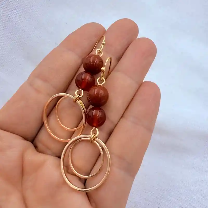 Aretes Largos Con Jaspe Y Cornalina