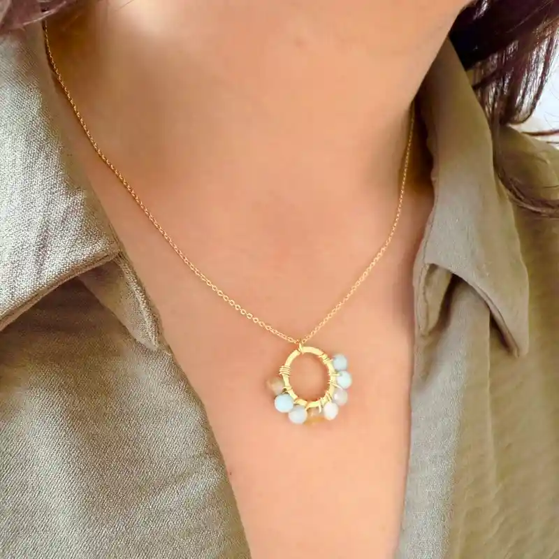 Collar Tulipán Verde Agua
