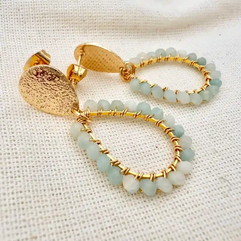 Aretes Gota Verde Agua