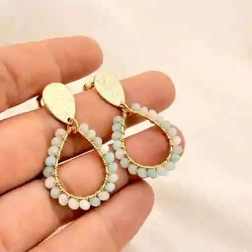 Aretes Gota Verde Agua