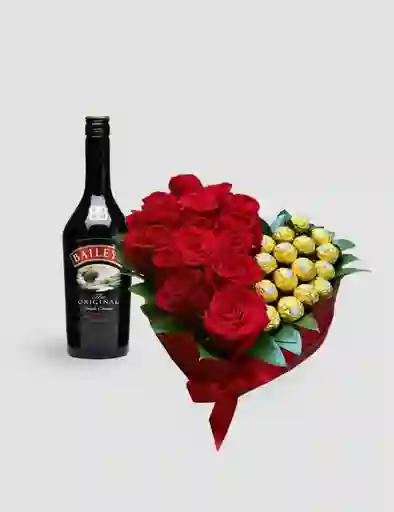Caja De Rosas Con Baileys Mini