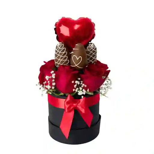Mini Box Rosas Y Fresas Amor Y Amistad