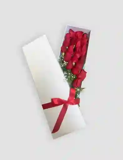 Caja Larga De 12 Rosas