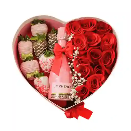 Corazón Con Rosas Y Fresas - Amor Y Amistad