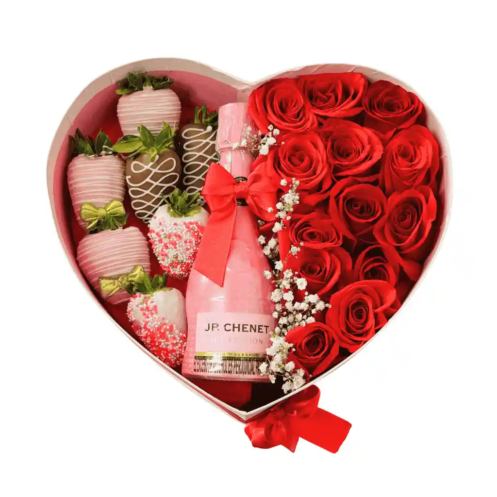 Corazón Con Rosas Y Fresas - Amor Y Amistad