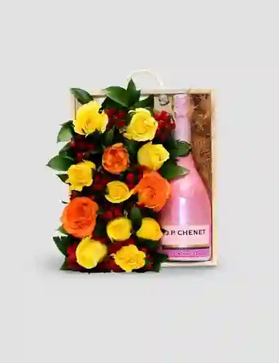 Caja De Rosas Coloridas Con Jp Mini