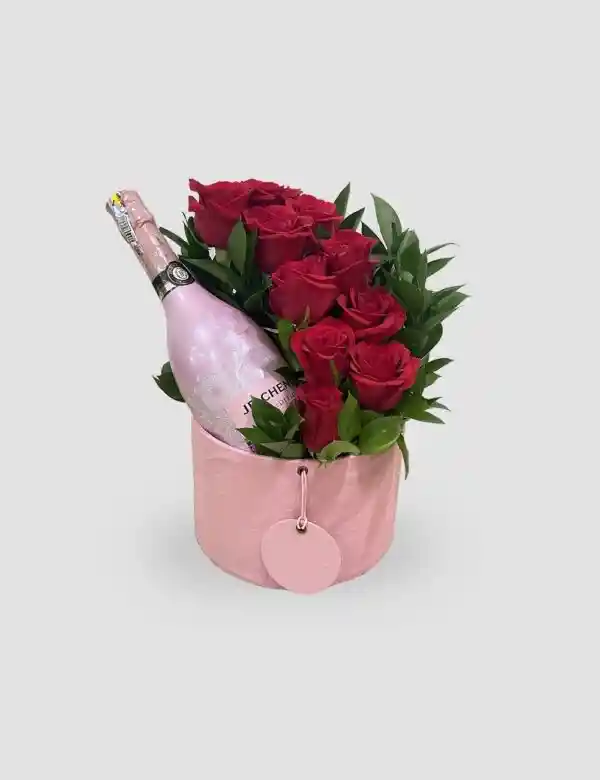 Caja Circular De Rosas En Cascada Con Jp Mini