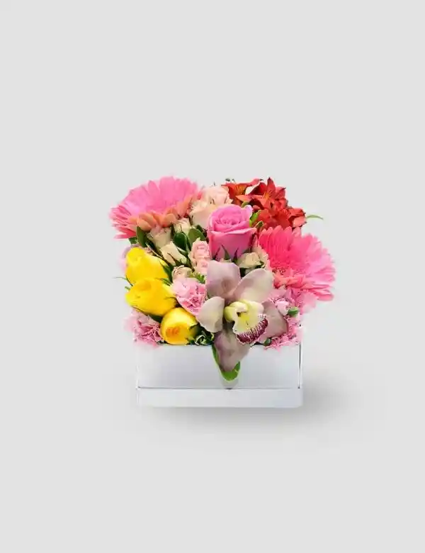Caja Cuadrada De Flores Mix