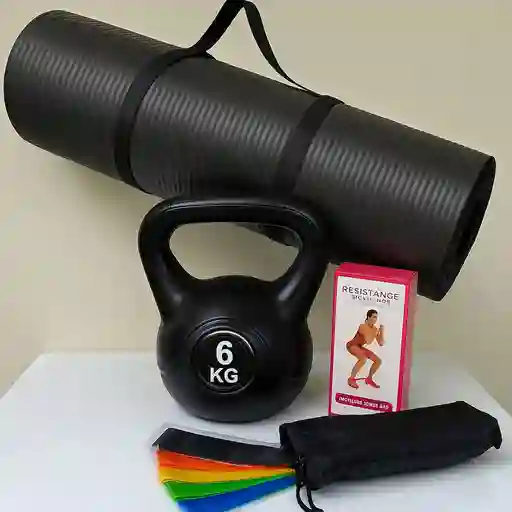 Kit De Entreno En Casa, Pesa Rusa, Bandas, Colchoneta