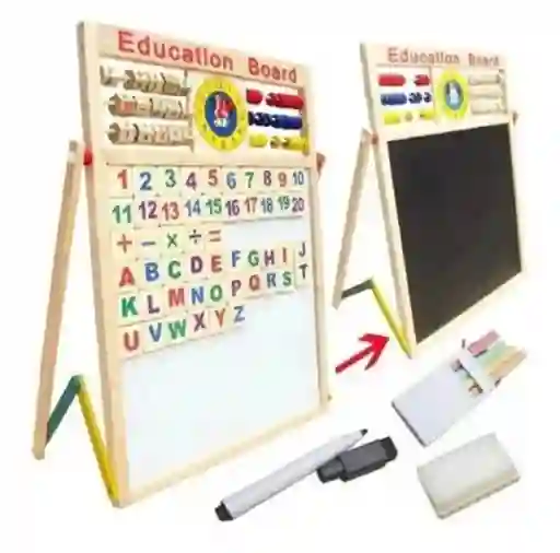 Tablero Didactico 2 En1 Doble Cara Fichas Magneticas.
