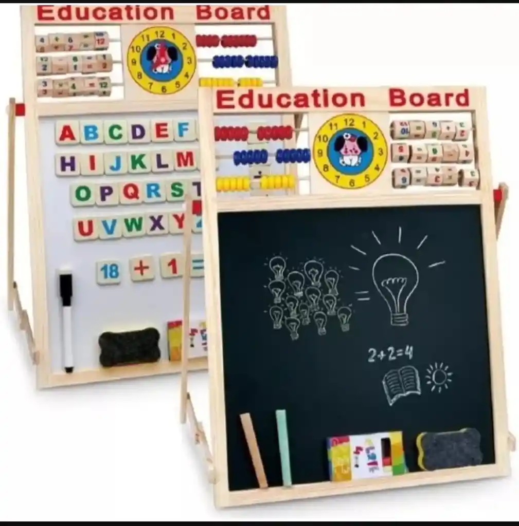 Tablero Didactico 2 En1 Doble Cara Fichas Magneticas.