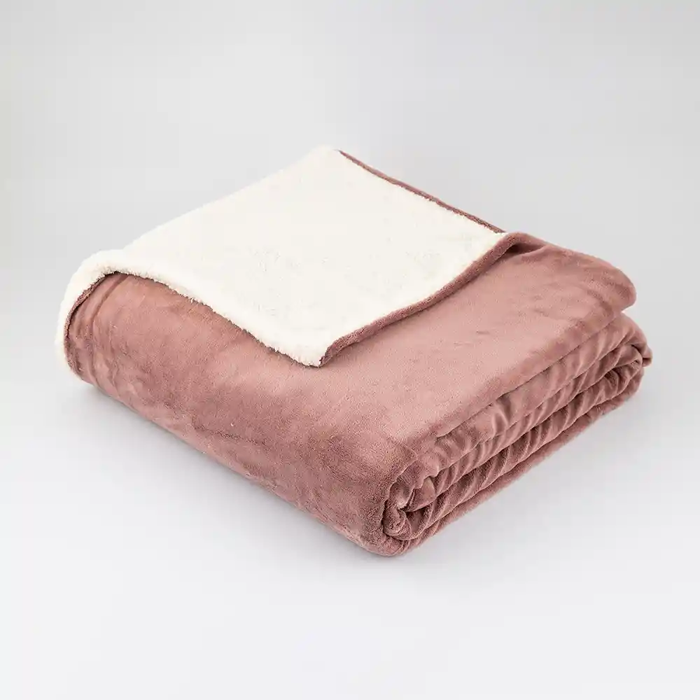 Cobija Expressions Flannel-sherpa Sencillo 150x220cm Rose Poliester