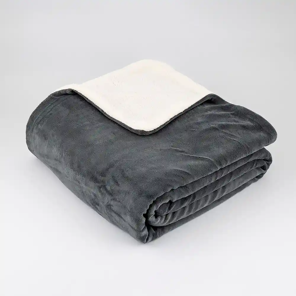 Cobija Expressions Flannel-sherpa Doble 180x220cm Gris Poliester
