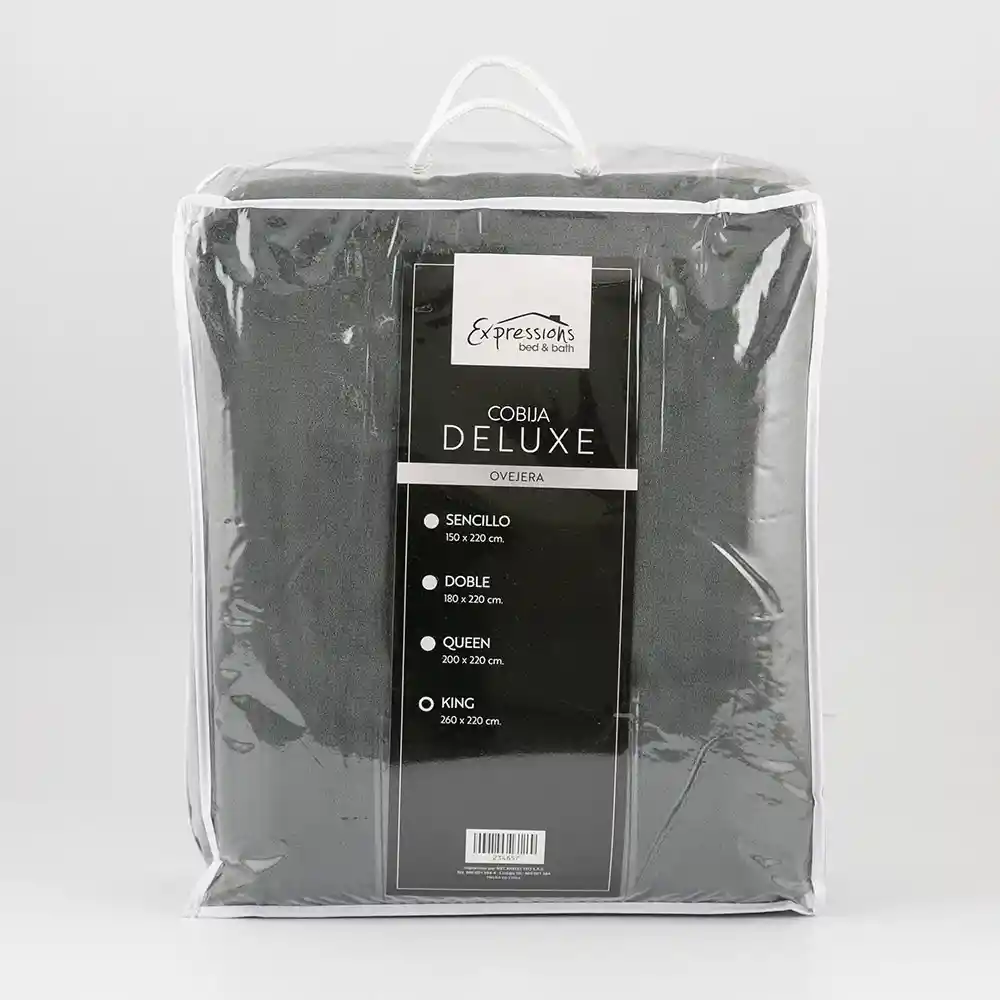 Cobija Expressions Flannel-sherpa King 260x220cm Gris Poliester