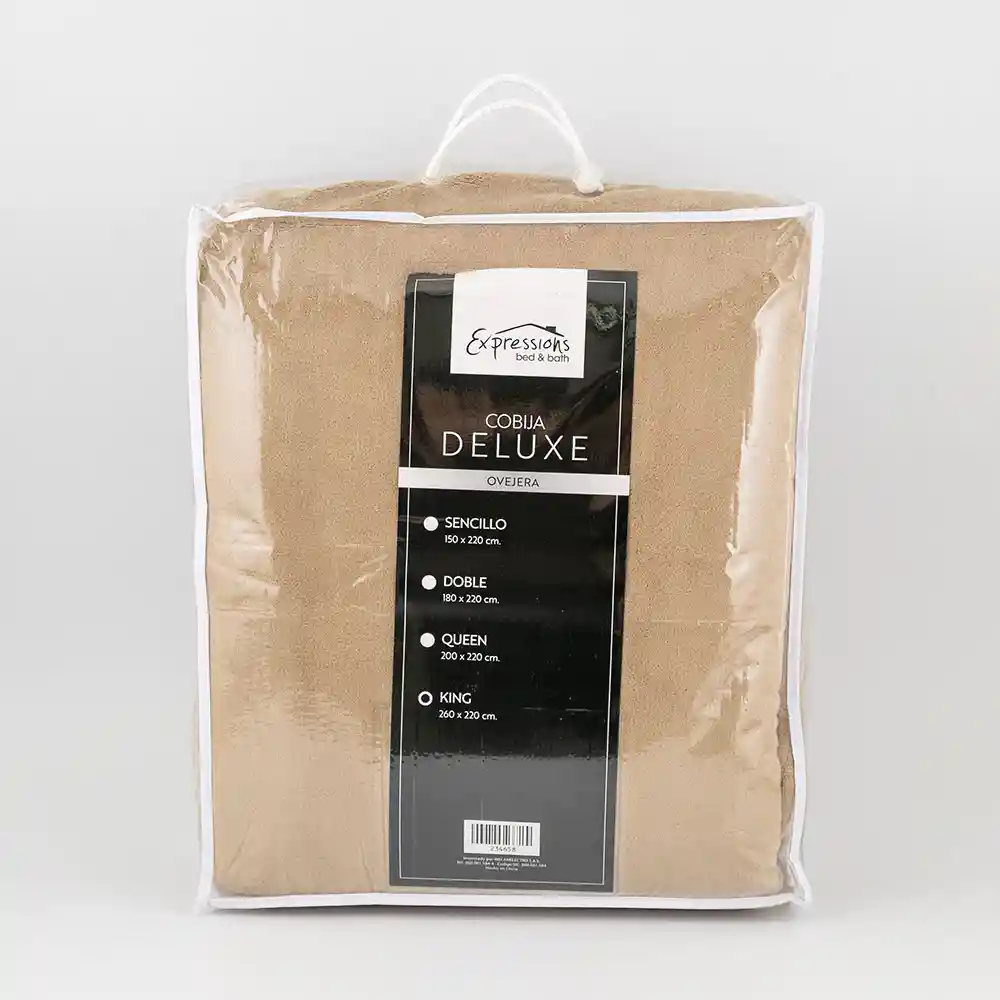 Cobija Expressions Flannel-sherpa King 260x220cm Taupe Poliester