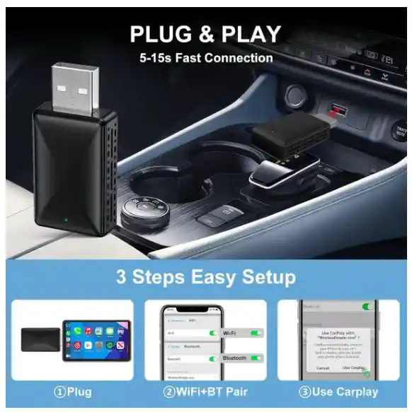 Adaptador Bluetooth Celular A Carro Carplay Android Auto