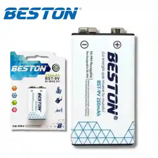 Pila Bateria Recargable 9 Voltios Beston 250 Mah